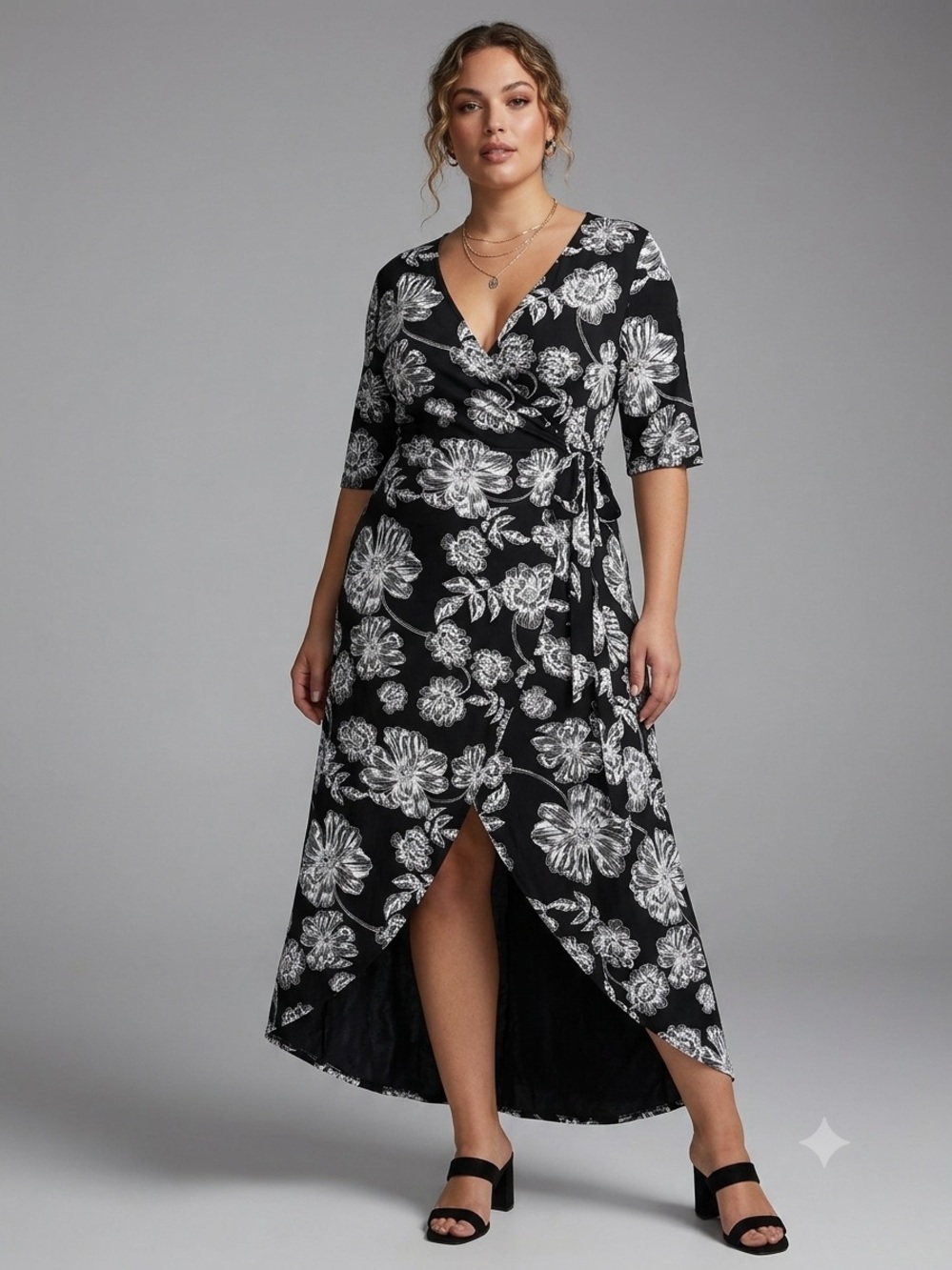 Who What Wear Floral Wrap Dress